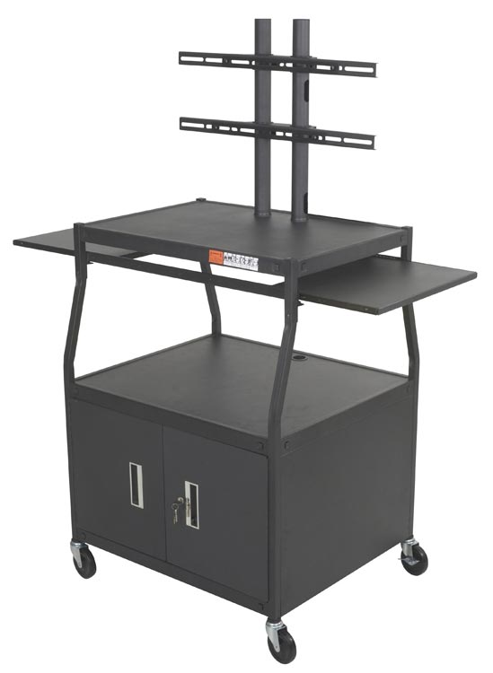 Wide Body Flat Panel TV Cart with Locking Storage Cabinet by Balt