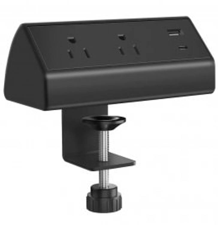 Clamp-On Desktop Power Strip &amp; Charger by Black Dog Office