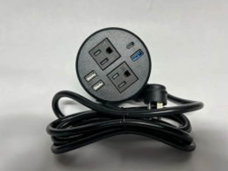 Power Grommet - 3-1/8in Diameter with AC / USB and USB-C by Black Dog Office
