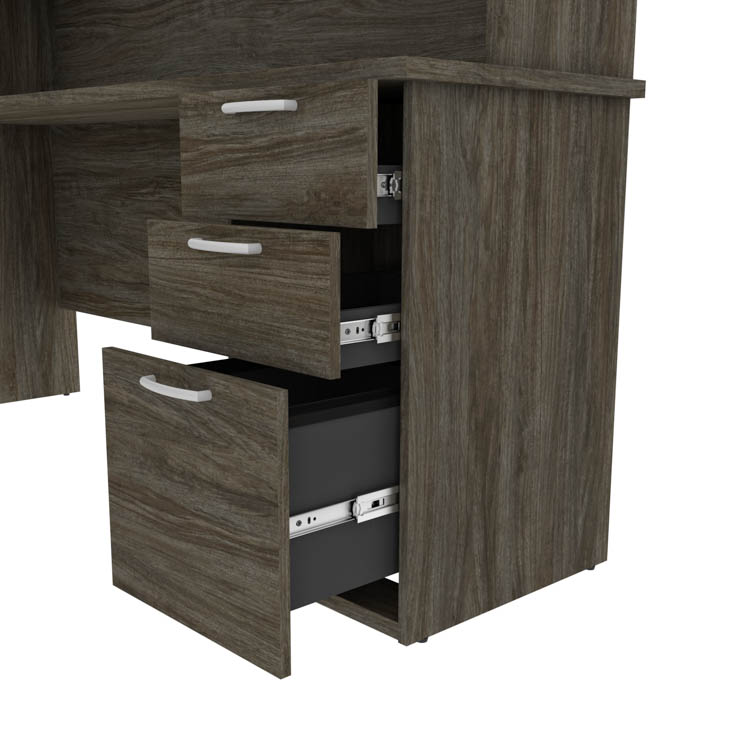 LShaped Executive Desk with Hutch, Lateral File and Bookcase 182861