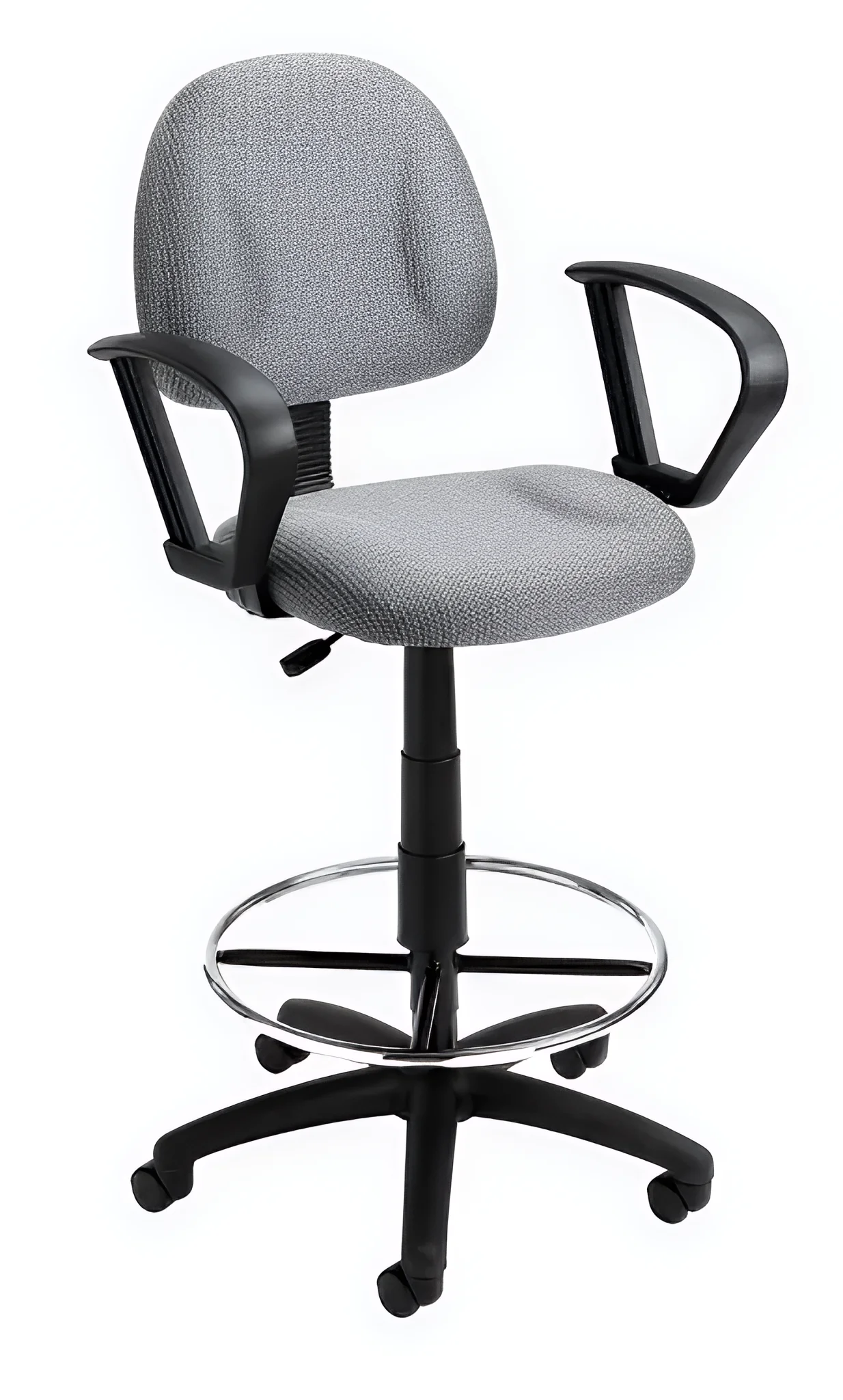 Boss Office Products Boss Deluxe Posture Fabric Drafting Chair with Swivel Base, Gray (B1617-GY), Grey | Quill
