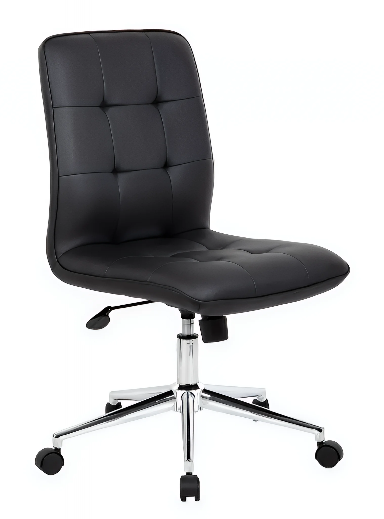 B330 Millennial Modern Home Office Chair, Black Seat, 27" L 38-1/2" H, Armless, Vinyl Seat