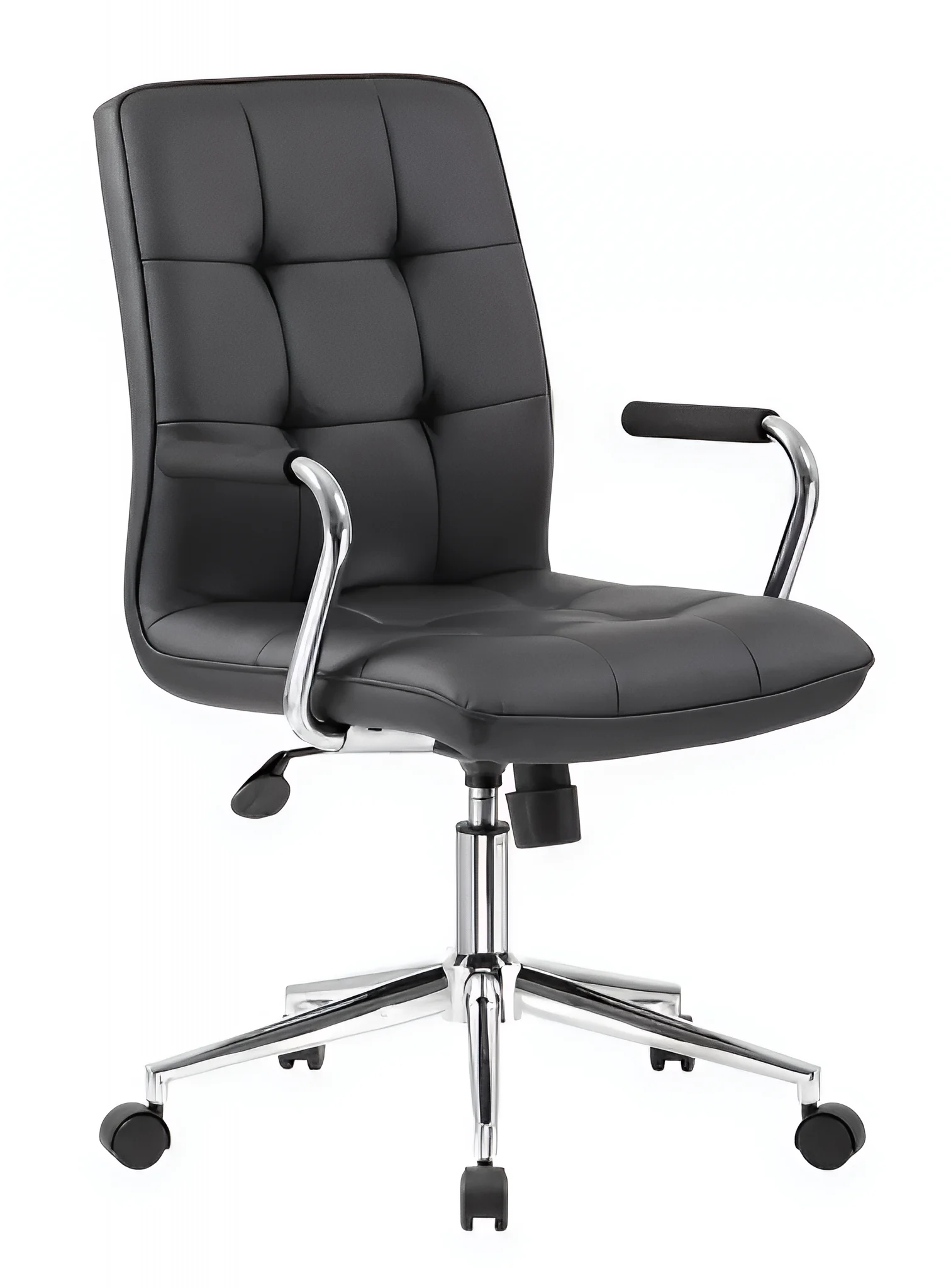 B331 Modern Office Chair, Black Seat, 27" L 38-1/2" H, Handlebar, Vinyl Seat