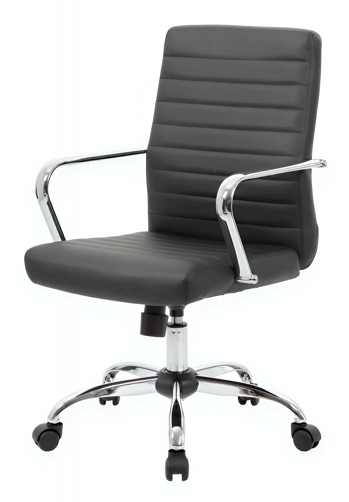 Boss Office Products Retro Task Chair with Chrome Fixed Arms - Black