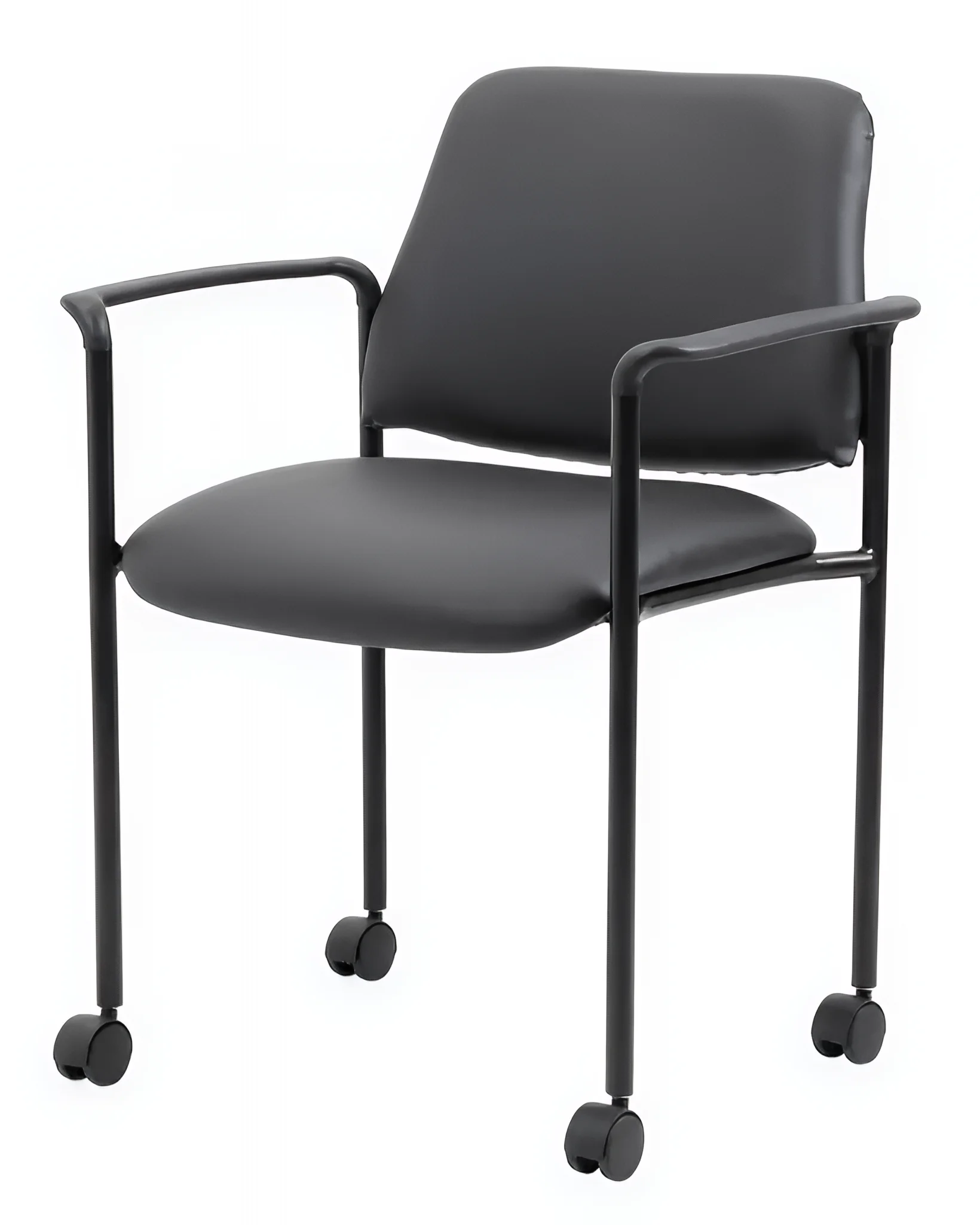 Caressoft Square Back Stacking Chair with Antimicrobial Protection, Black