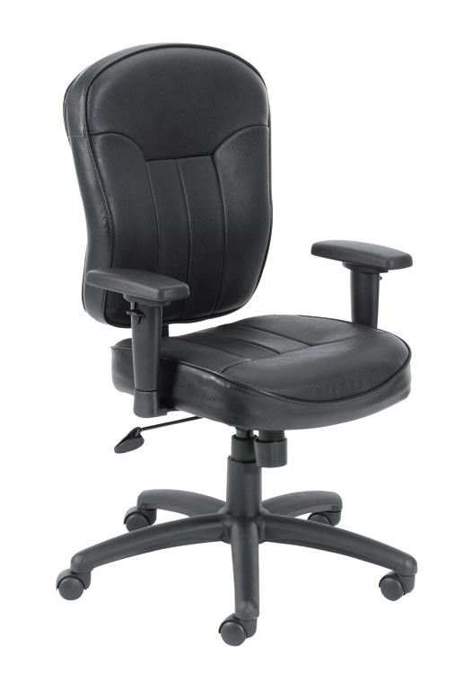 Black Leather Task Chair with Arms by BOSS Office Chairs