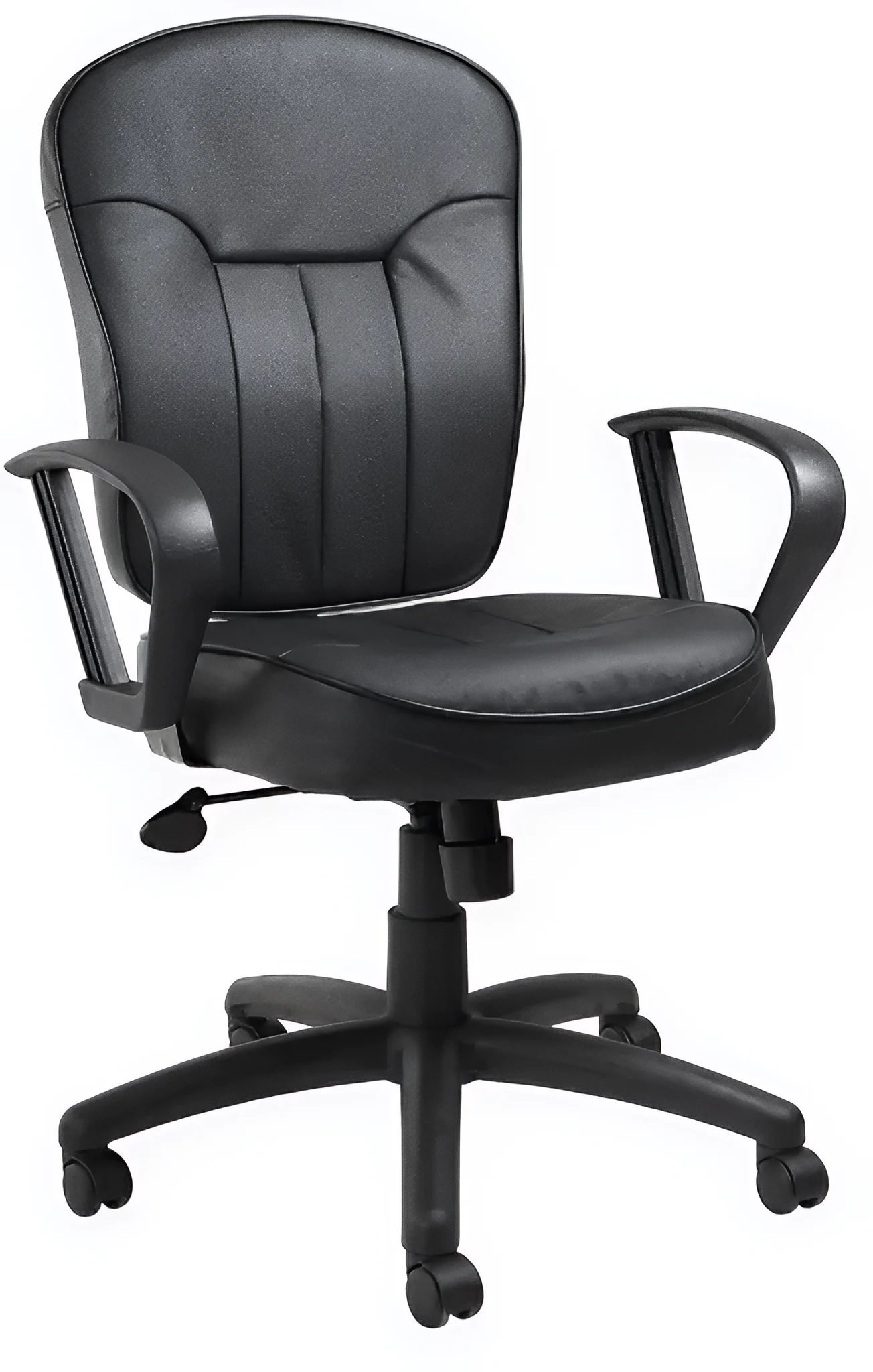 B1562 Leather Task Chair With Loop Arms - Black (Pictured without loop arms)