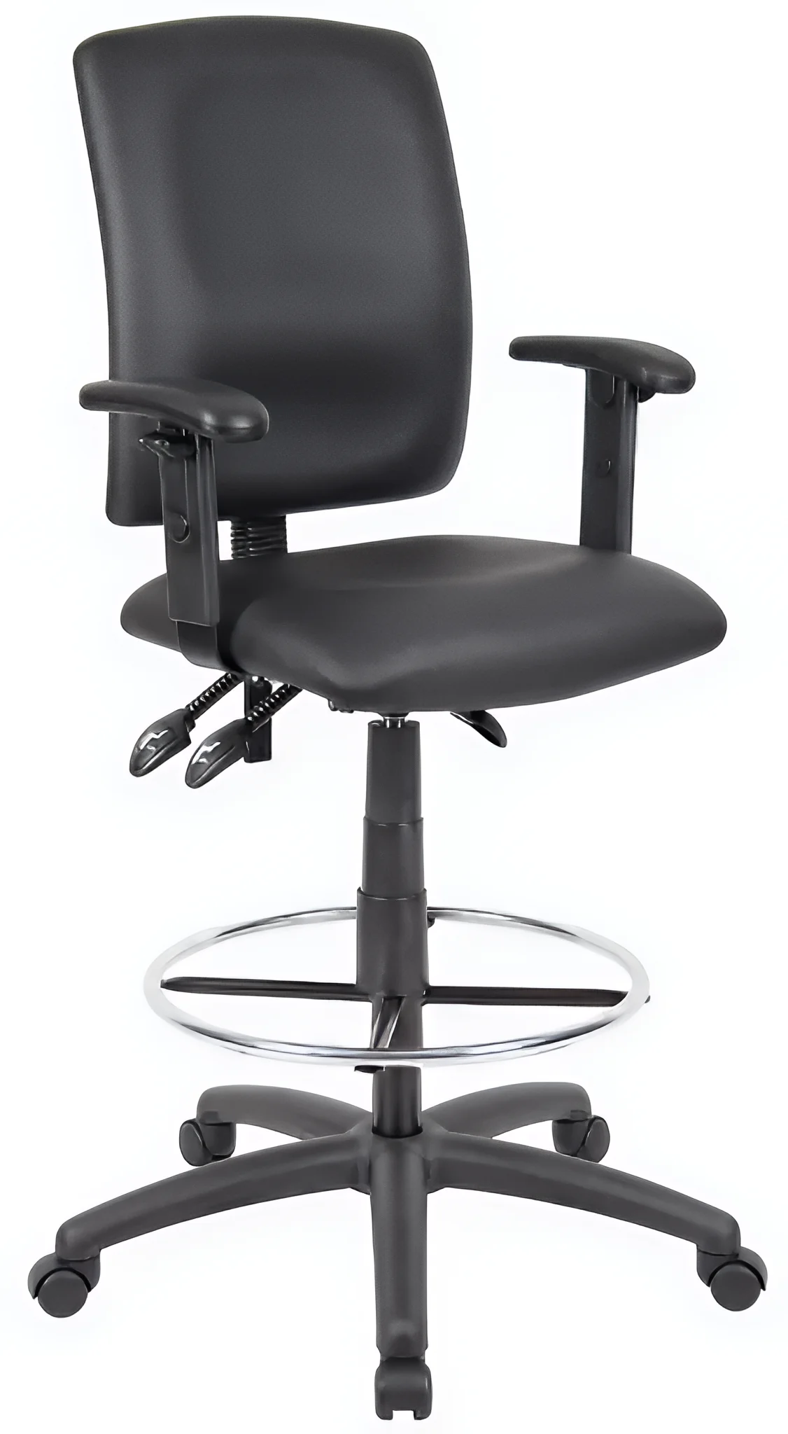 Drafting Stool with Leather and Adjustable Seat Height by WFB Designs