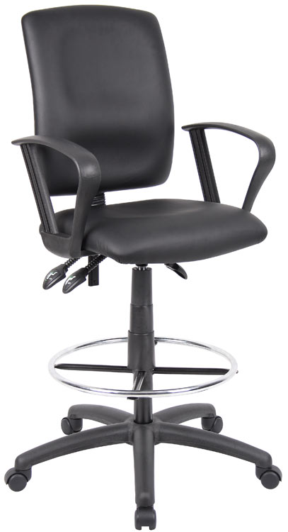 Leather Plus Drafting Stool with Loop Arms by BOSS Office Chairs