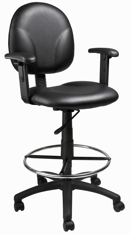 Black Caresoft Drafting Stool with Adjustable Arms by WFB Designs