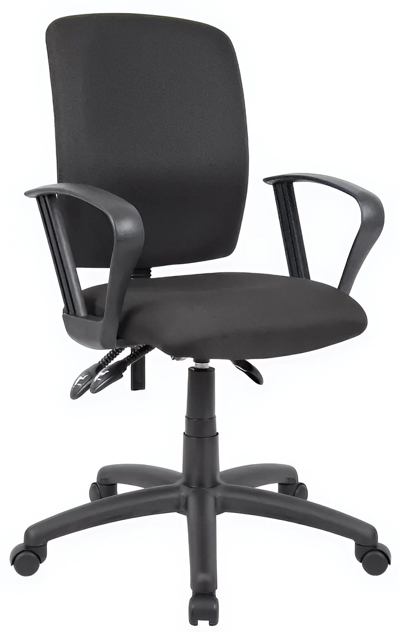 Boss Office Products Multi-Function Fabric Task Chair W/Loop Arms - Black