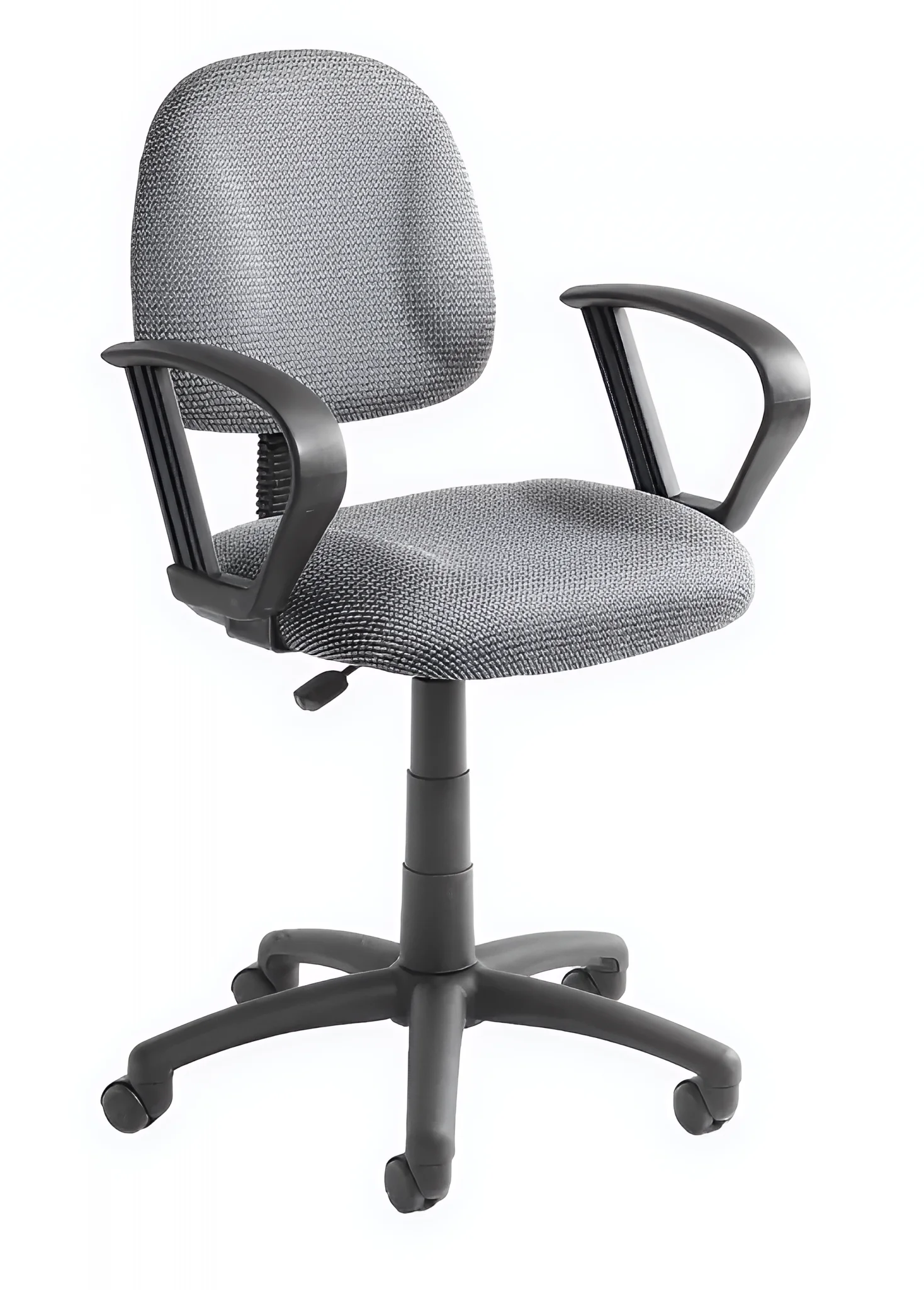 B317 Posture Deluxe Office Task Chair, Gray Back, 25 in W 25" L 40" H, Loop, Tweed Seat