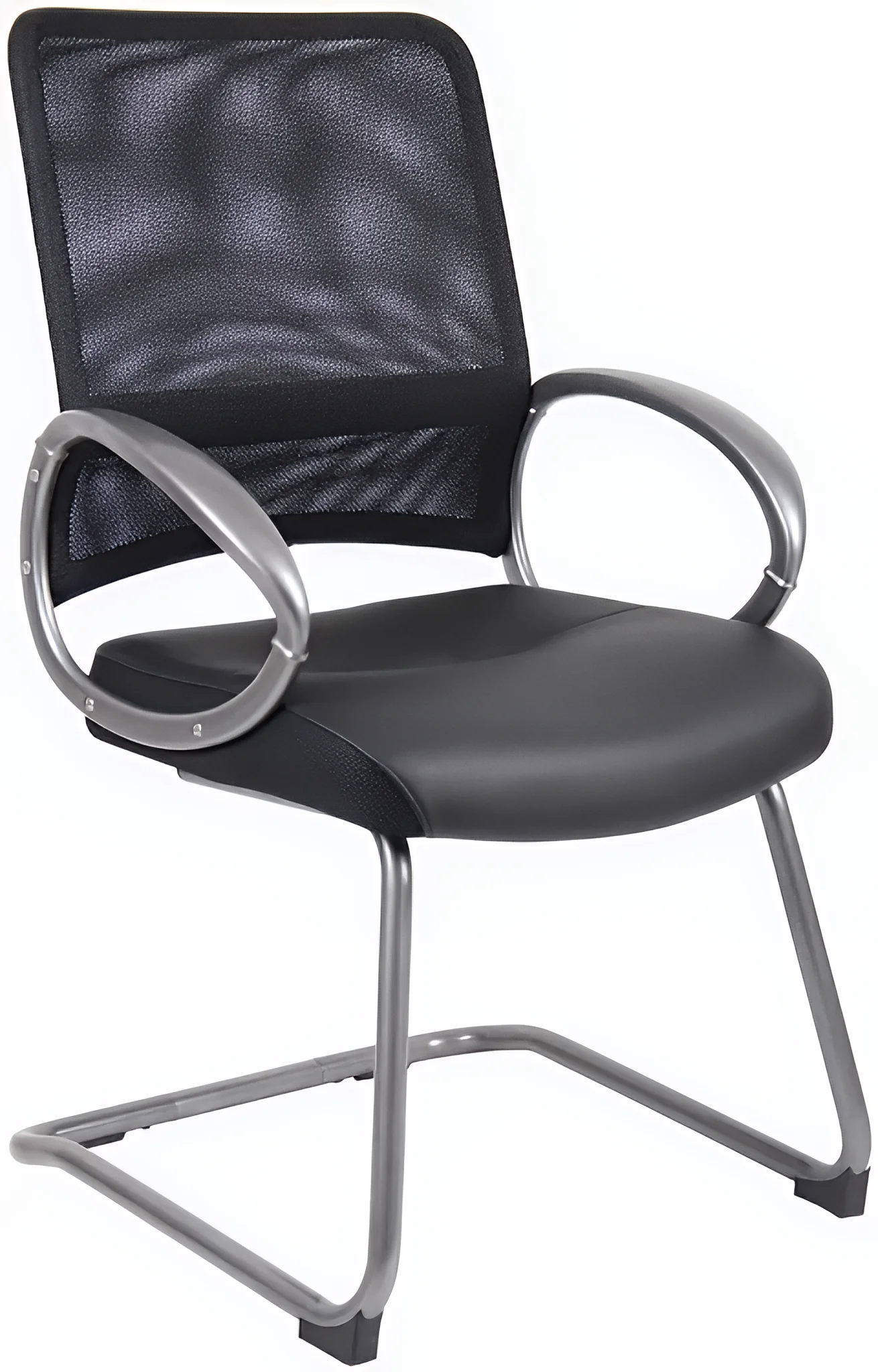 Guest Chair, Black Back, 25 in W 24" L 39" H, Loop, Leather Seat