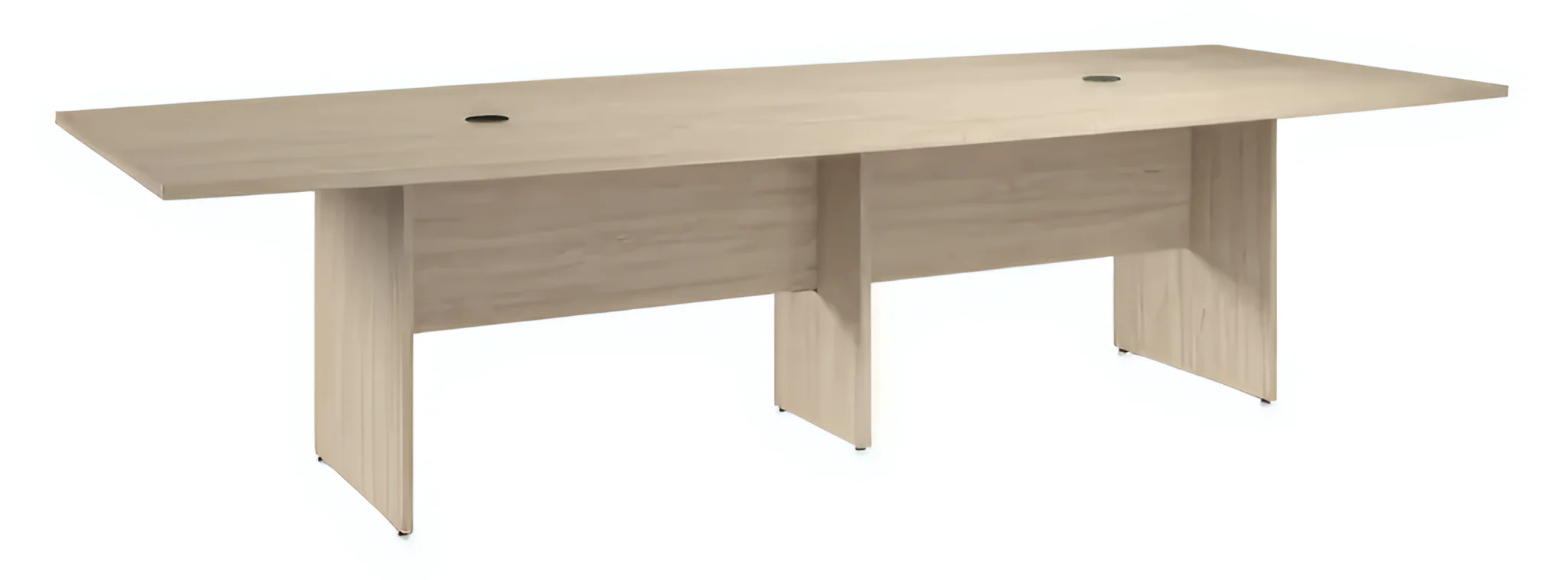 10ft W x 48in D Boat Shaped Conference Table with Wood Base by Bush in Natural Elm