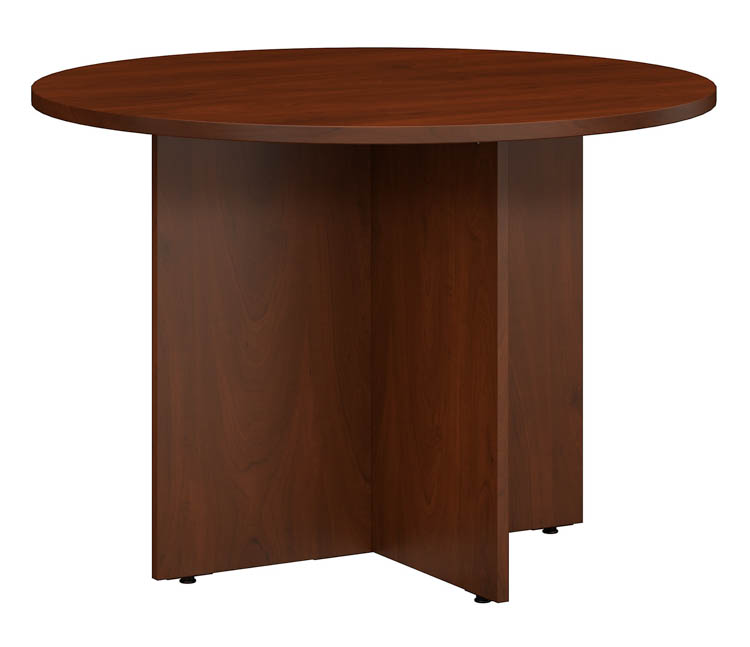 42W Round Conference Table with Wood Base in Hansen Cherry - Engineered Wood