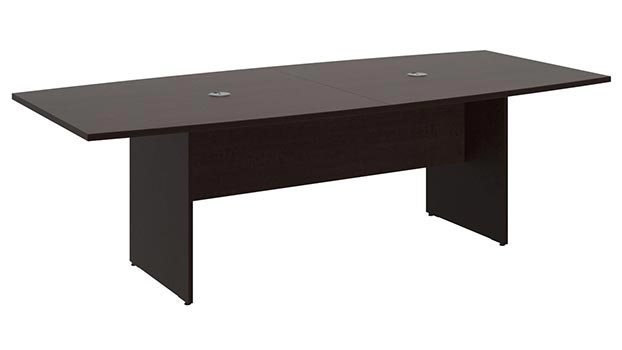 8ft W x 42in D Boat Shaped Conference Table with Wood Base by Bush Furniture