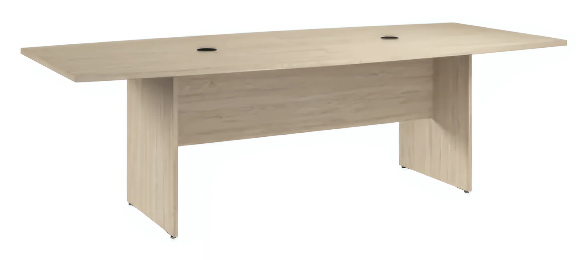 8ft W x 42in D Boat Shaped Conference Table with Wood Base by Bush in Natural Elm