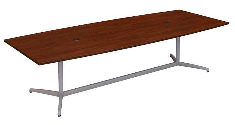 10ft W x 48in D Boat Shaped Conference Table with Metal Base by Bush