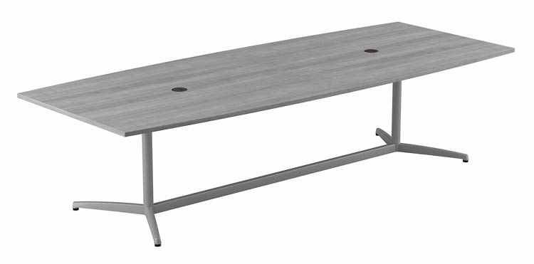 10ft W x 48in D Boat Shaped Conference Table with Metal Base by Bush