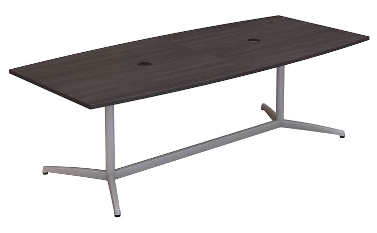 8ft W x 42in D Boat Shaped Conference Table with Metal Base by Bush