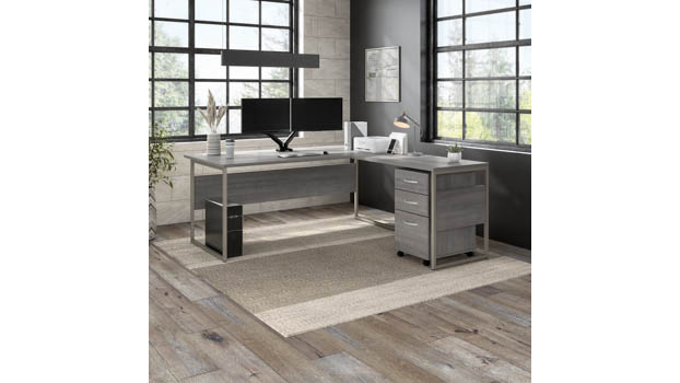 Adjustable Dual Monitor Arm with USB Port by Bush Furniture