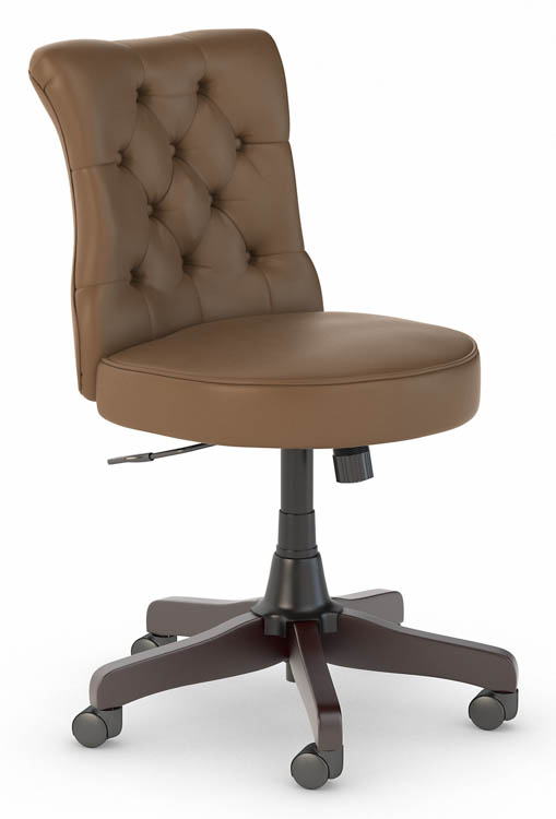 Mid Back Tufted Leather Office Chair by Bush