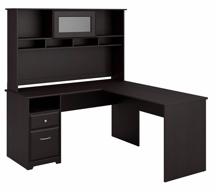 60in W L-Shaped Computer Desk with Hutch and Drawers by Bush