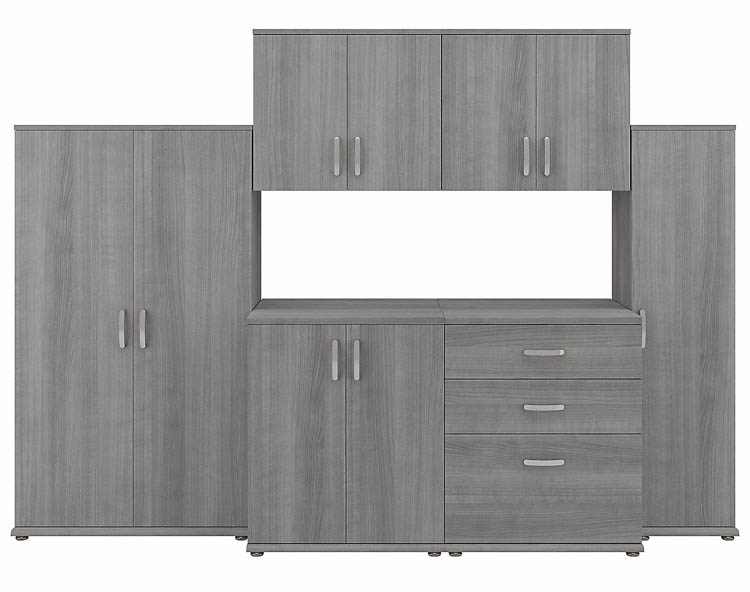6 Piece Modular Closet Storage Set with Floor and Wall Cabinets by Bush