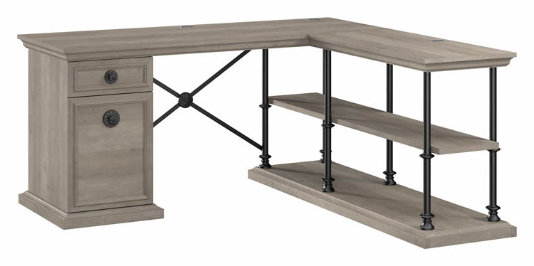 64in W Designer L-Shaped Desk with Storage by Bush