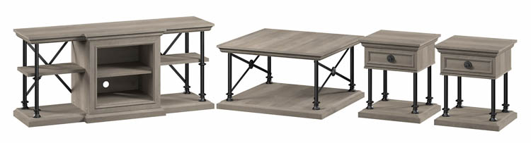 60in W TV Stand, Coffee Table, and Set of Two End Tables by Bush