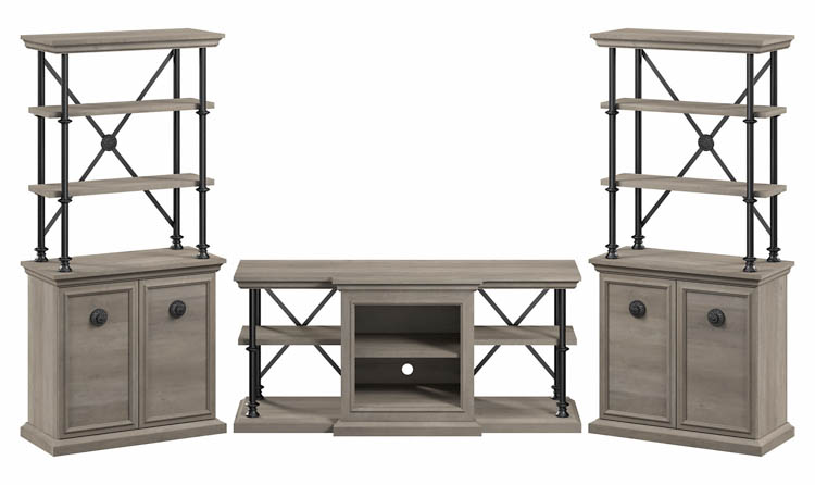 60in W TV Stand and Two Bookcases with Doors by Bush
