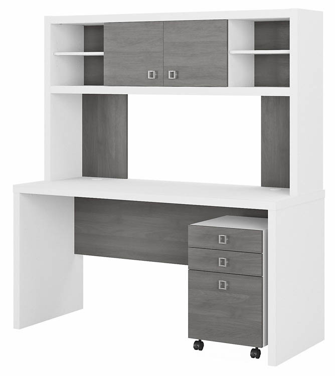 UPC 042976194017 product image for Credenza Desk with Hutch and Mobile File Cabinet by Bush | upcitemdb.com