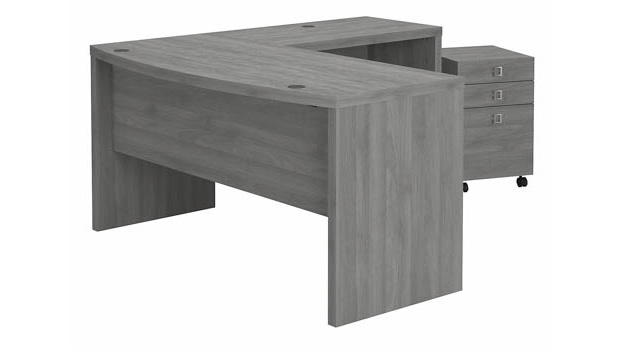 L-Shaped Bow Front Desk with Mobile File Cabinet by Bush Furniture