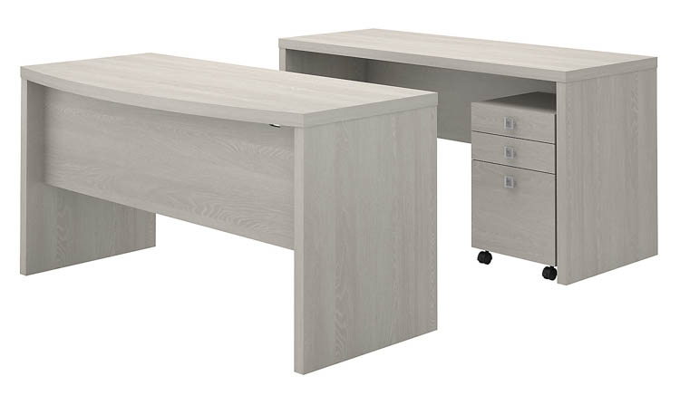 UPC 042976154677 product image for Bow Front Desk and Credenza with Mobile File Cabinet by Bush | upcitemdb.com