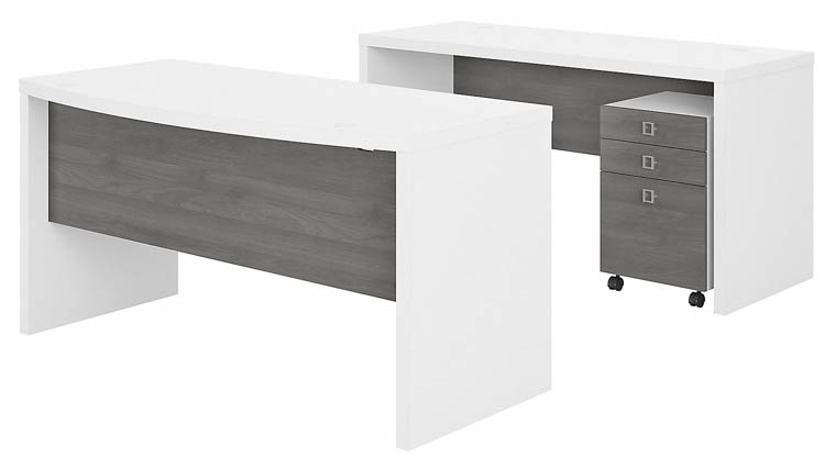 UPC 042976194055 product image for Bow Front Desk and Credenza with Mobile File Cabinet by Bush | upcitemdb.com