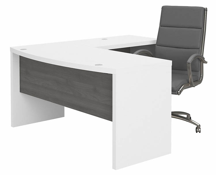 L-Shaped Bow Front Desk with High Back Chair by Bush