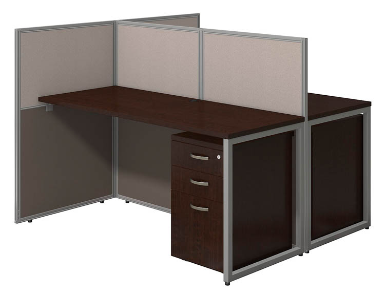 60in W 2 Person Straight Desk Open Office with 3 Drawer Mobile Pedestals and 45in H Panels by Bush