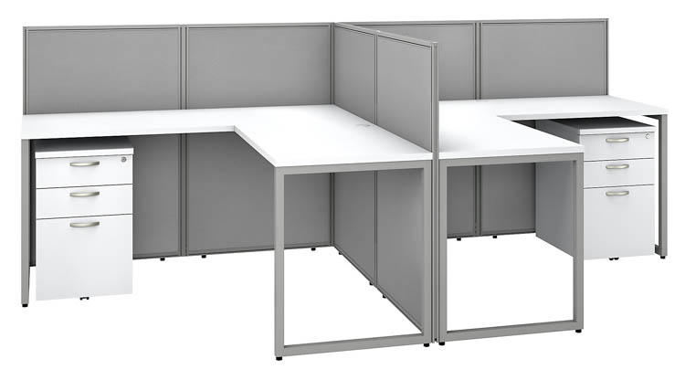 60in W 2 Person L-Desk Open Office with 2 - 3 Drawer Mobile Pedestals and 45in H Panels by Bush