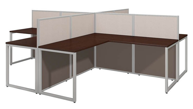 60in W 4 Person L-Desk Open Office with 45in H Panels by Bush