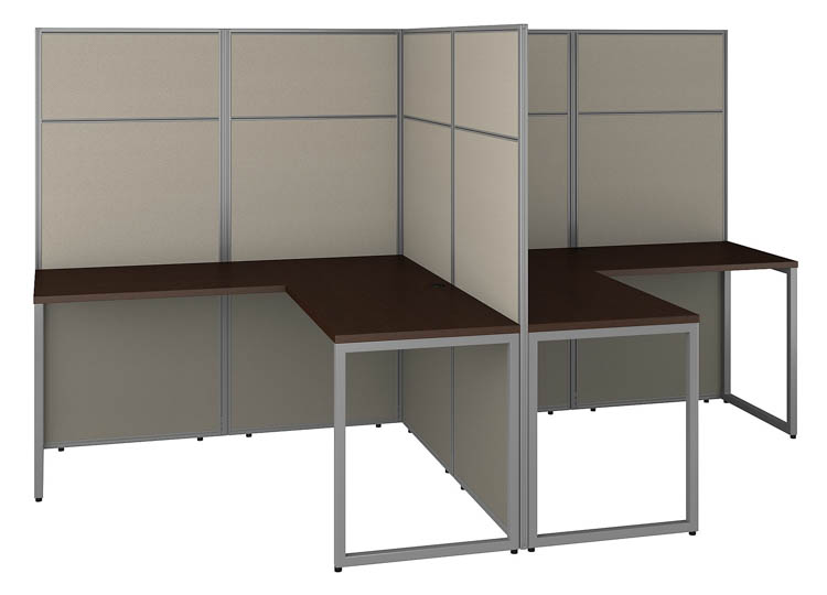 60in W 2 Person L-Shaped Cubicle Desk Workstation with 66in H Panels by Bush