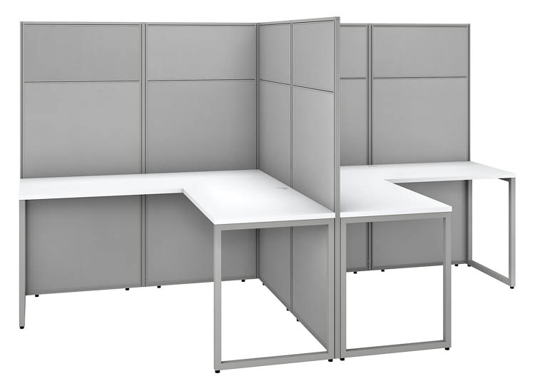 60in W 2 Person L-Shaped Cubicle Desk Workstation with 66in H Panels by Bush