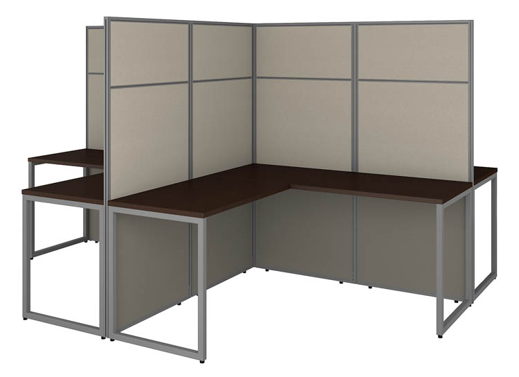 60in W 4 Person L-Shaped Cubicle Desk Workstation with 66in H Panels by Bush