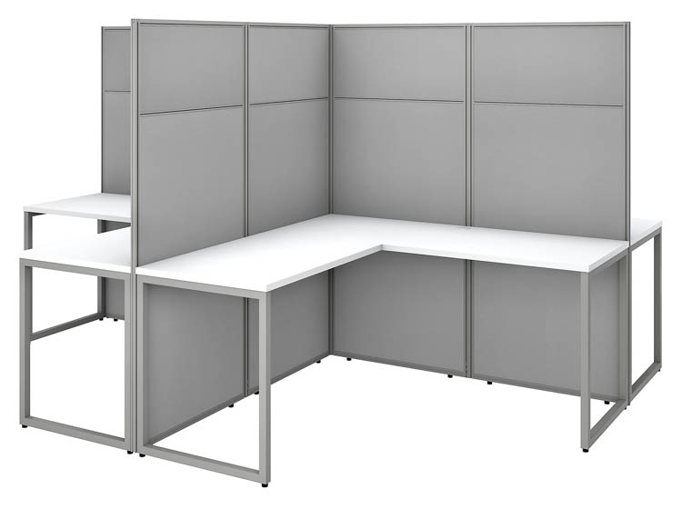 60in W 4 Person L-Shaped Cubicle Desk Workstation with 66in H Panels by Bush