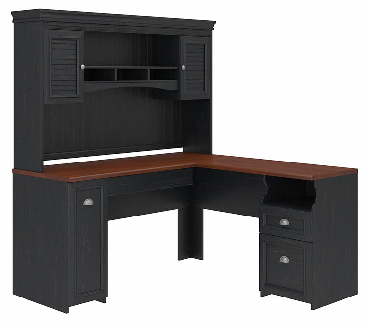 60in W L-Shaped Desk with Hutch by Bush