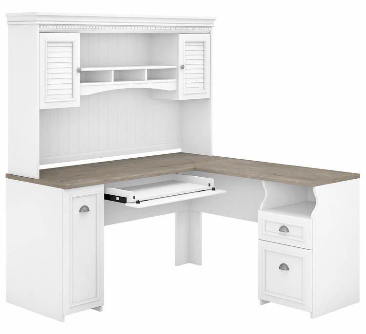 60in W L-Shaped Desk with Hutch by Bush