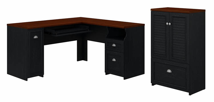 60in W L-Shaped Desk and Storage Cabinet with File Drawer by Bush