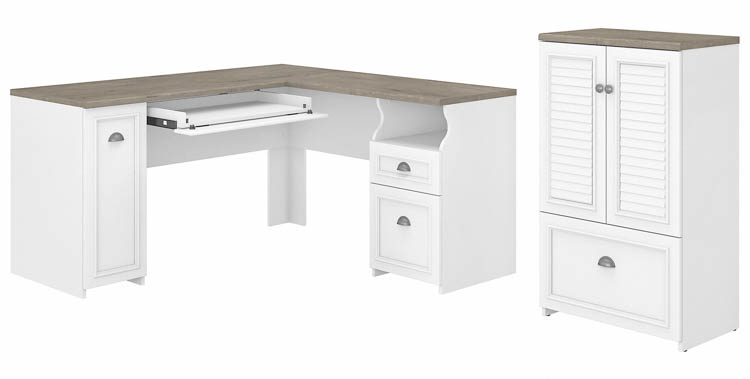 60in W L-Shaped Desk and Storage Cabinet with File Drawer by Bush