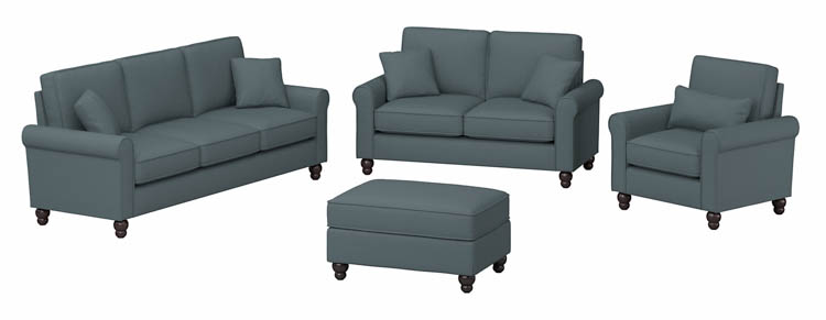 85in W Sofa with Loveseat, Accent Chair, and Ottoman by Bush