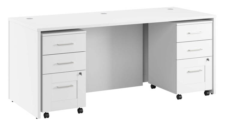 72in W x 30in D Executive Desk with 2 Mobile File Cabinets by Bush