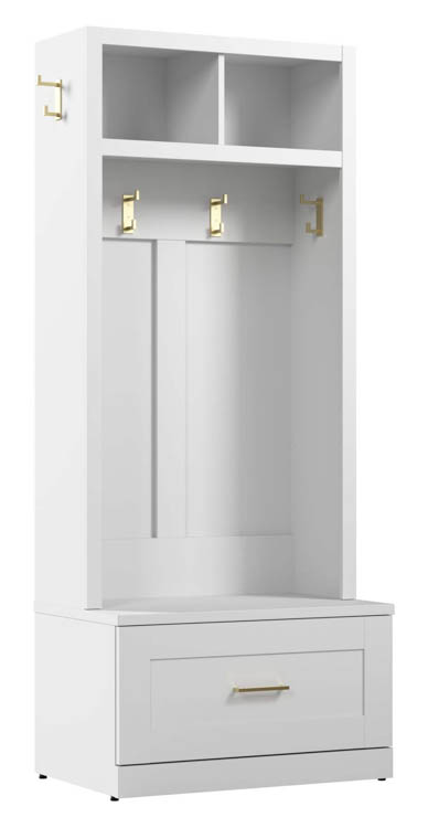 Entryway Storage Set with 30in W Hall Tree and Shoe Bench with Drawer by Bush